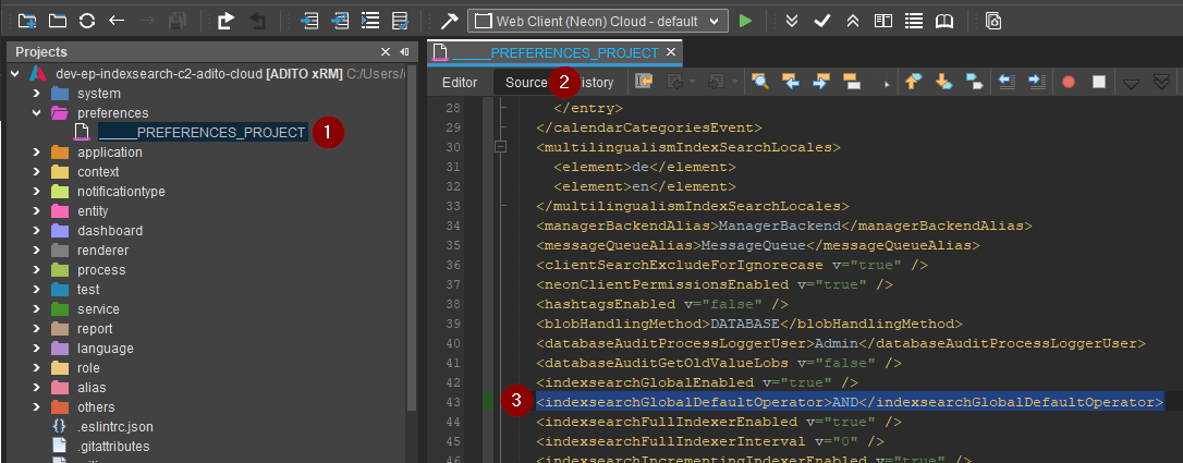 Expert Parameter: Setting Default Search Operator