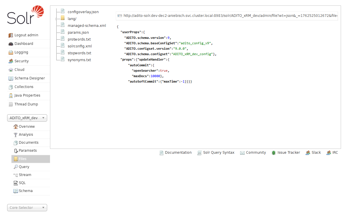 Solr Collection Files - configoverlay.json