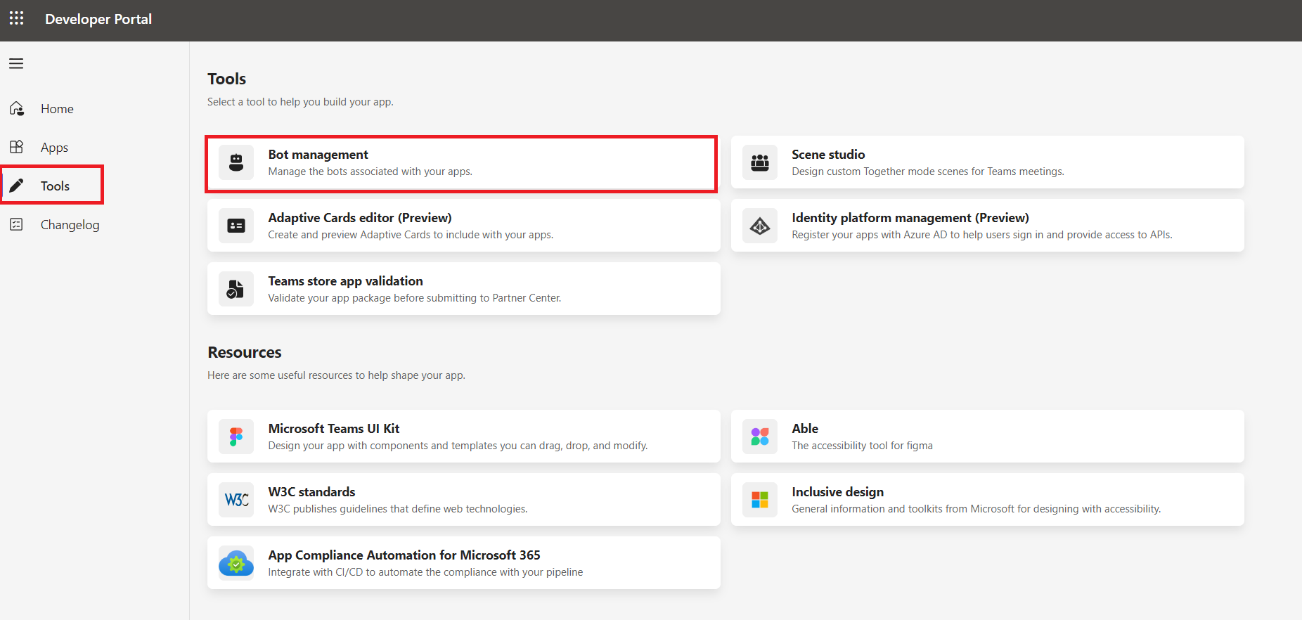 Tools option