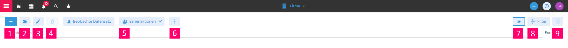 Aufbau AktionsLeiste