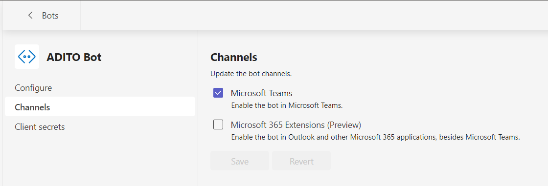 channels option