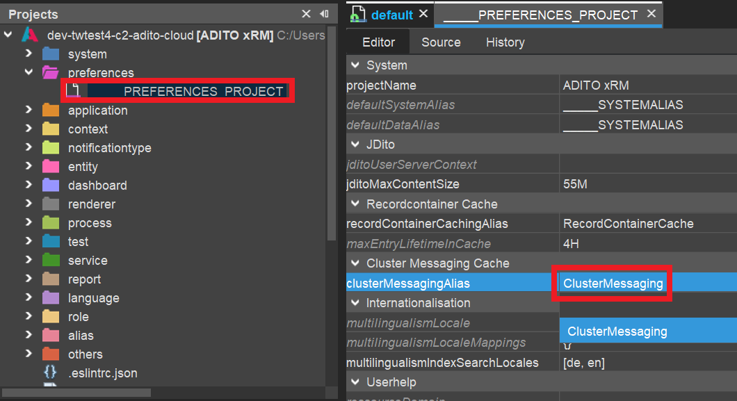 clusterMessagingAlias
