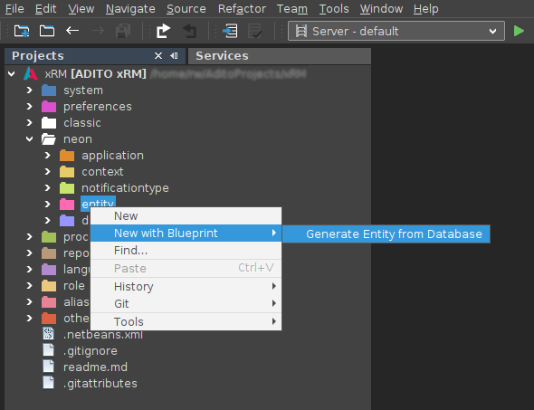 create entity blueprint