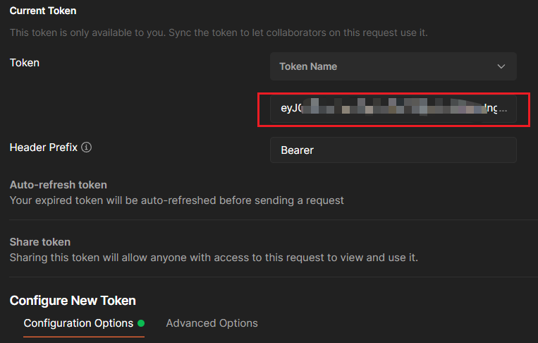 current token