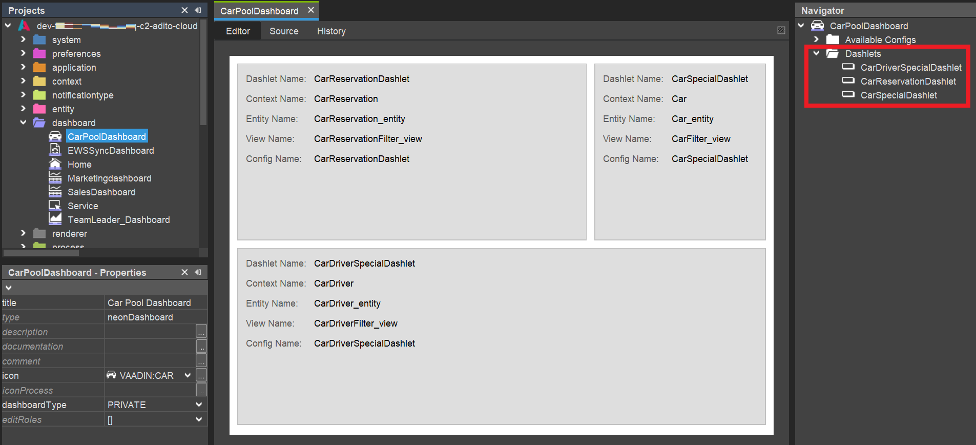 Dashboard default configuration