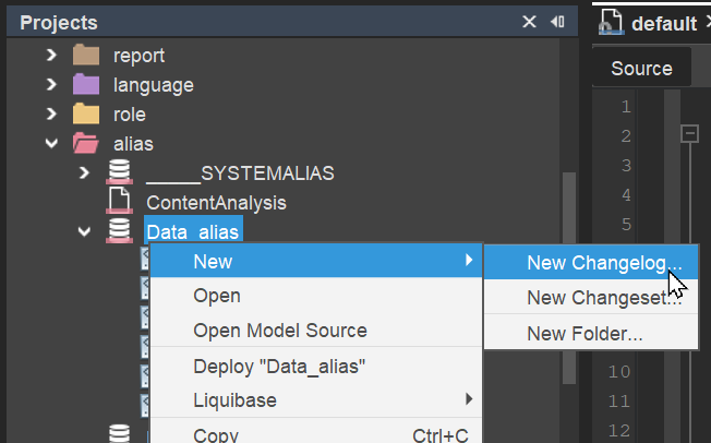 Data_alias context menu
