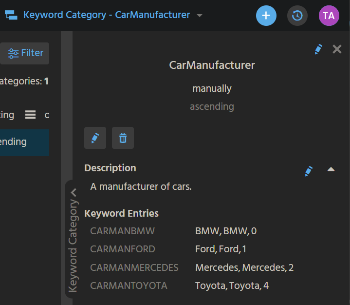 Keyword car manufacturer
