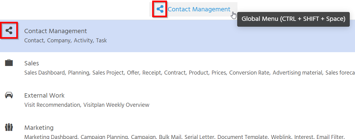 menu group icon client