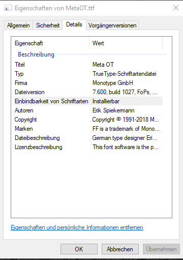 Font properties