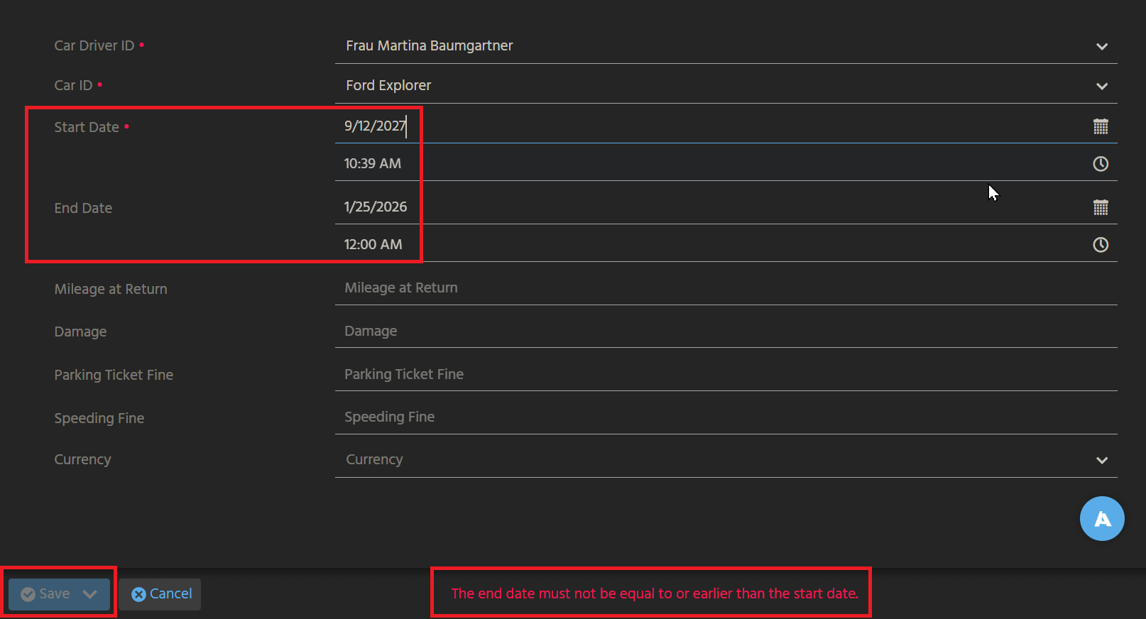 onValidation process