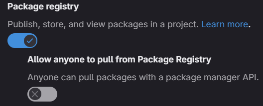 package registry settings