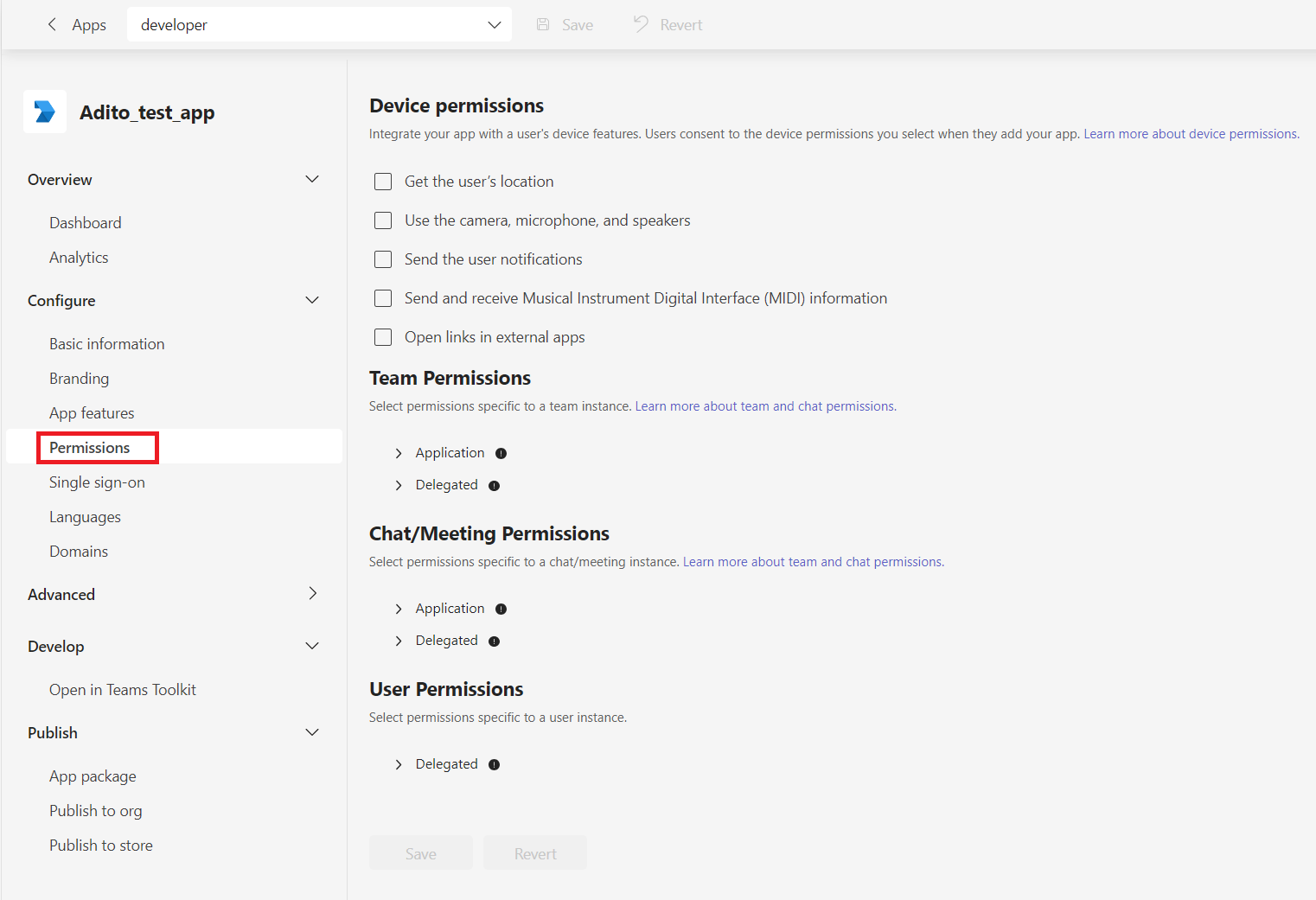 permissions option