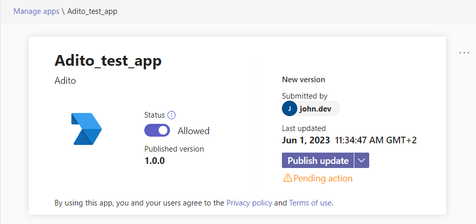 publish update