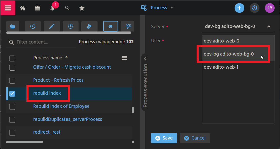 rebuildIndex bgserver